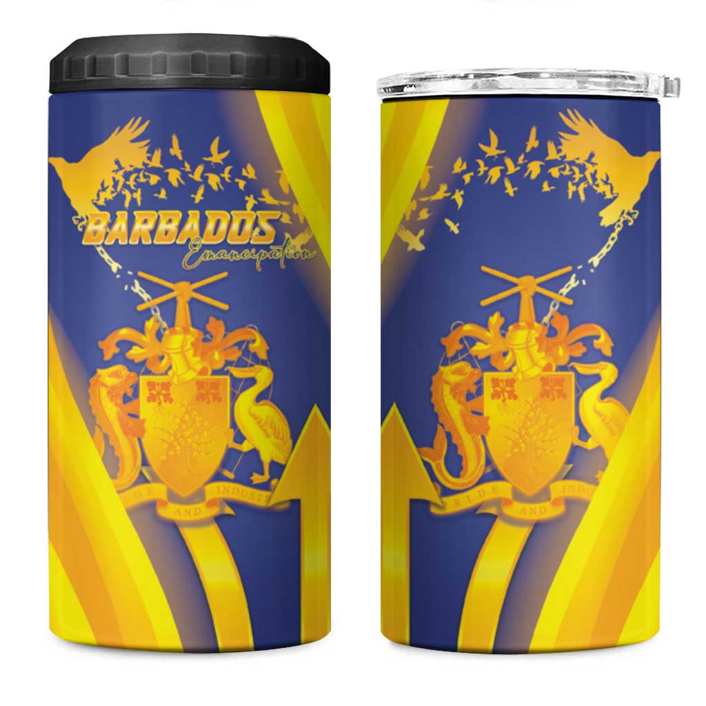Barbados Emancipation Day 4 in 1 Can Cooler Tumbler Freedom And Unity - Wonder Print Shop