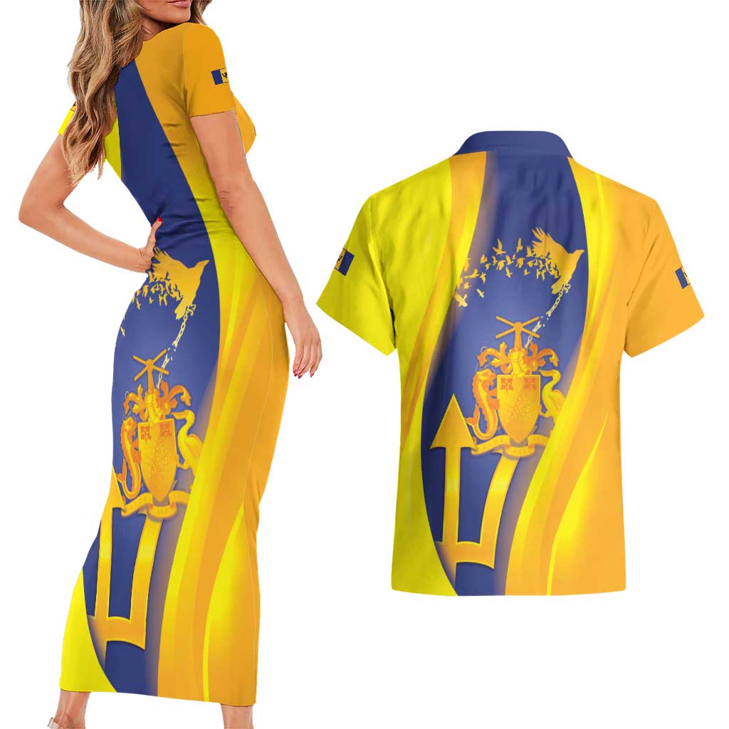 Barbados Emancipation Day Couples Matching Short Sleeve Bodycon Dress and Hawaiian Shirt Freedom And Unity - Wonder Print Shop