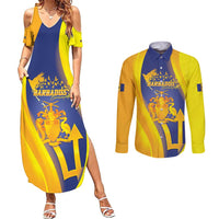 Barbados Emancipation Day Couples Matching Summer Maxi Dress and Long Sleeve Button Shirt Freedom And Unity - Wonder Print Shop