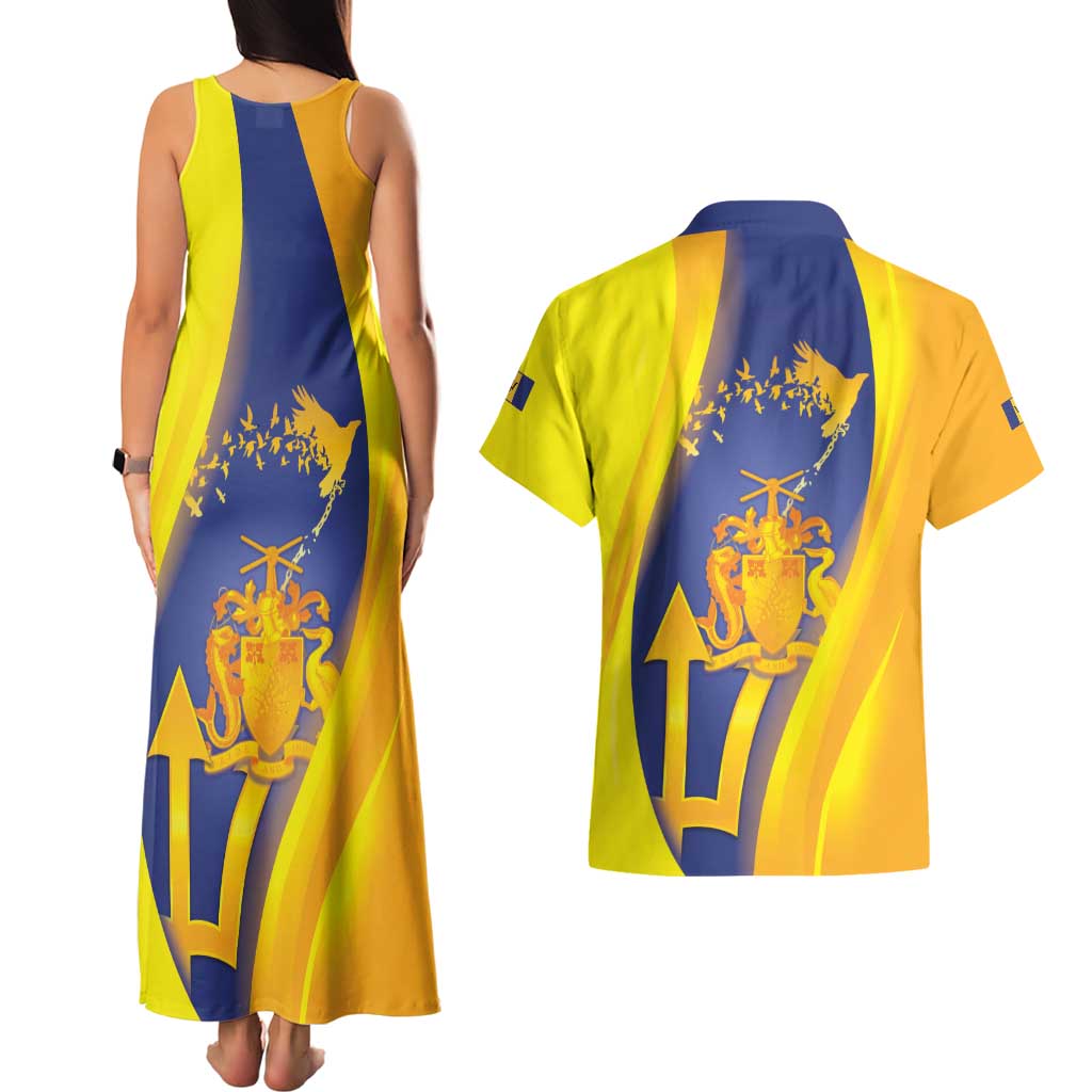 Barbados Emancipation Day Couples Matching Tank Maxi Dress and Hawaiian Shirt Freedom And Unity - Wonder Print Shop