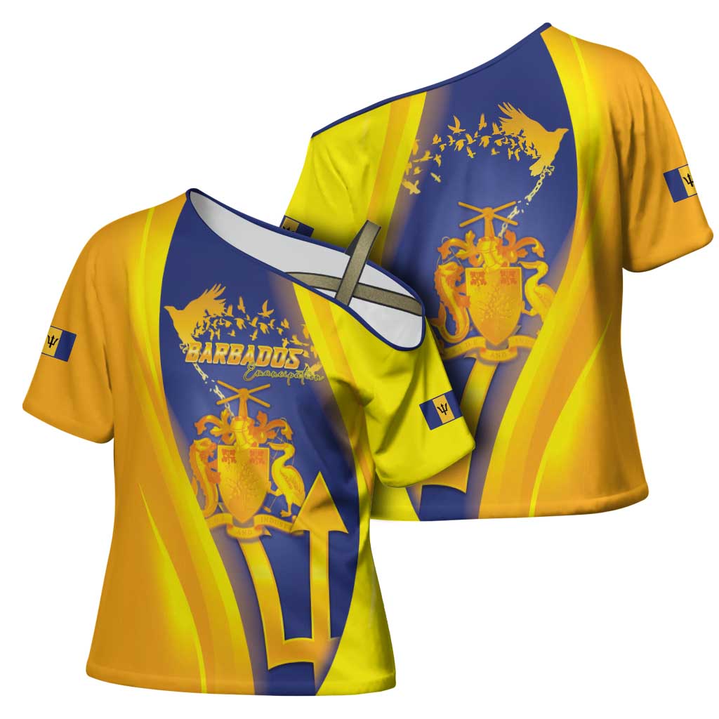 Barbados Emancipation Day Cross Shoulder Shirt Freedom And Unity - Wonder Print Shop