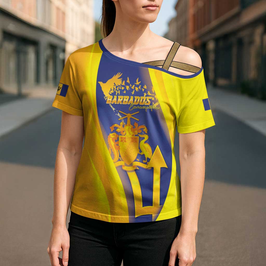 Barbados Emancipation Day Cross Shoulder Shirt Freedom And Unity - Wonder Print Shop