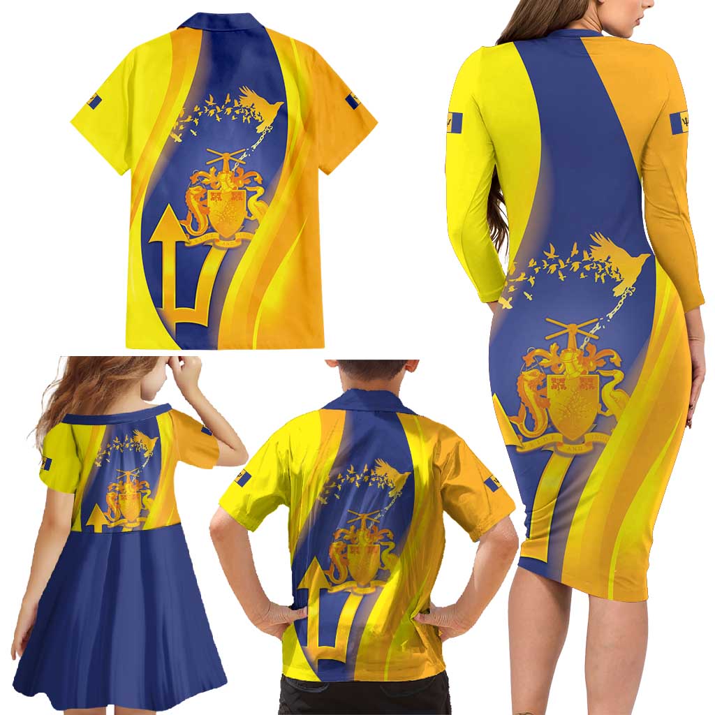 Barbados Emancipation Day Family Matching Long Sleeve Bodycon Dress and Hawaiian Shirt Freedom And Unity - Wonder Print Shop