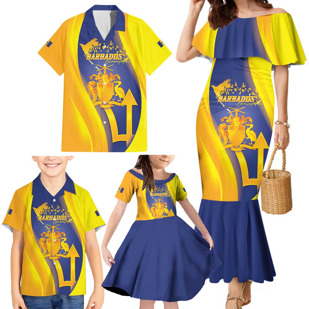 Barbados Emancipation Day Family Matching Mermaid Dress and Hawaiian Shirt Freedom And Unity - Wonder Print Shop