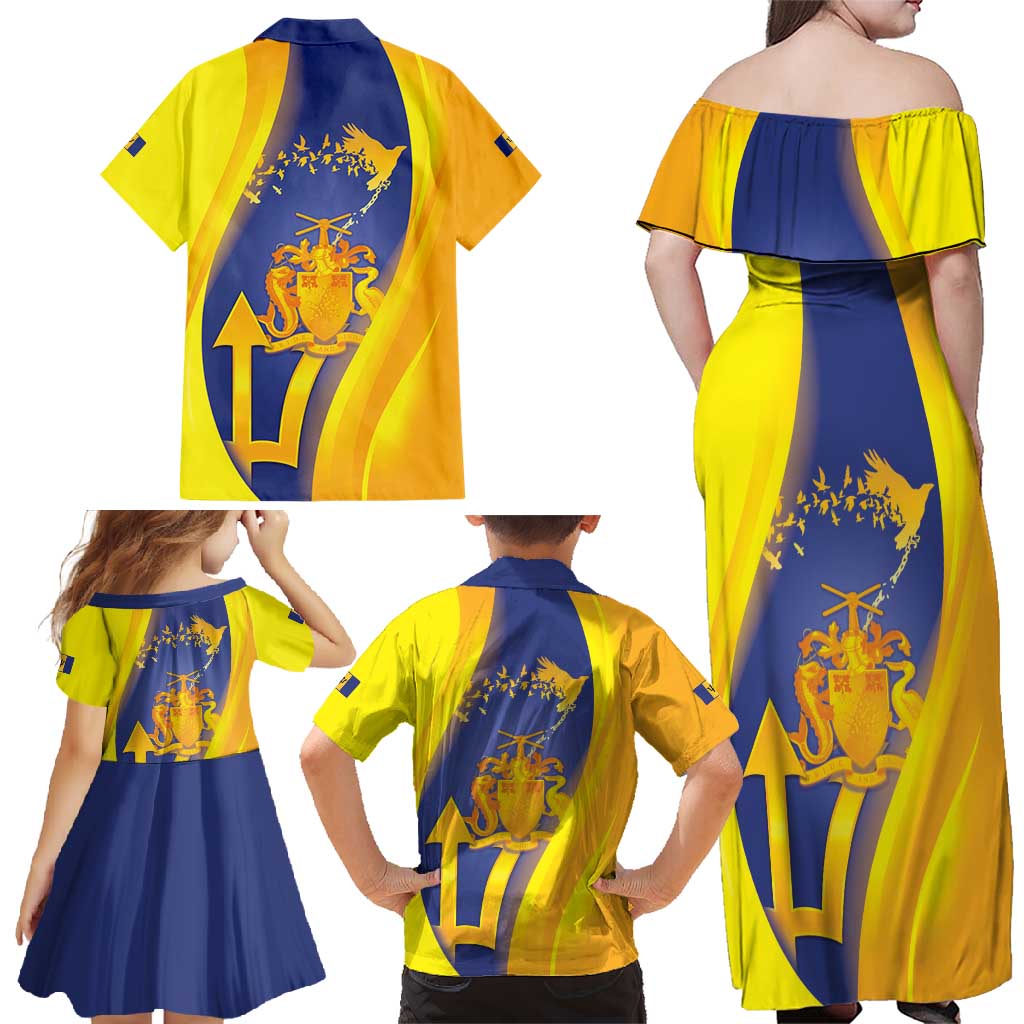 Barbados Emancipation Day Family Matching Off Shoulder Maxi Dress and Hawaiian Shirt Freedom And Unity - Wonder Print Shop