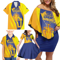 Barbados Emancipation Day Family Matching Off Shoulder Short Dress and Hawaiian Shirt Freedom And Unity - Wonder Print Shop