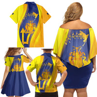 Barbados Emancipation Day Family Matching Off Shoulder Short Dress and Hawaiian Shirt Freedom And Unity - Wonder Print Shop