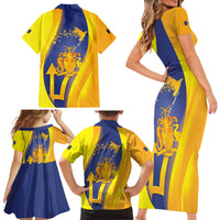 Barbados Emancipation Day Family Matching Short Sleeve Bodycon Dress and Hawaiian Shirt Freedom And Unity - Wonder Print Shop