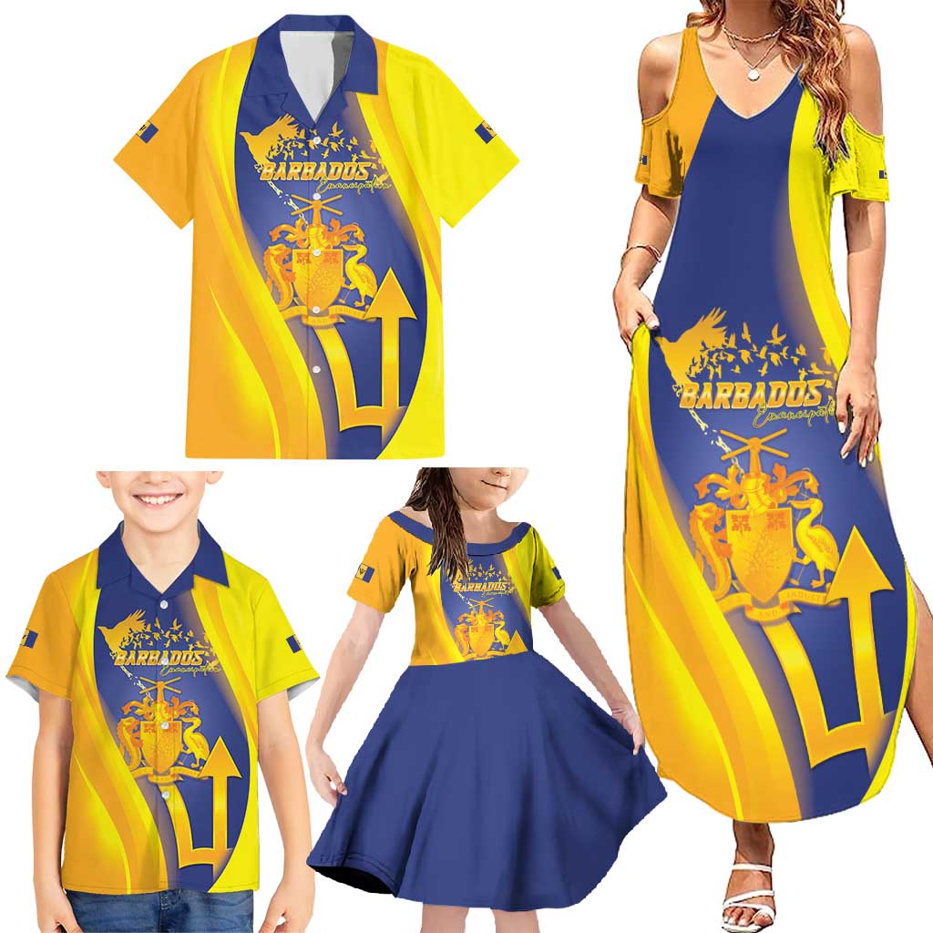 Barbados Emancipation Day Family Matching Summer Maxi Dress and Hawaiian Shirt Freedom And Unity - Wonder Print Shop