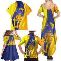 Barbados Emancipation Day Family Matching Summer Maxi Dress and Hawaiian Shirt Freedom And Unity - Wonder Print Shop