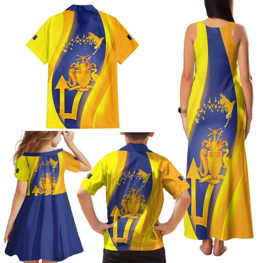 Barbados Emancipation Day Family Matching Tank Maxi Dress and Hawaiian Shirt Freedom And Unity - Wonder Print Shop