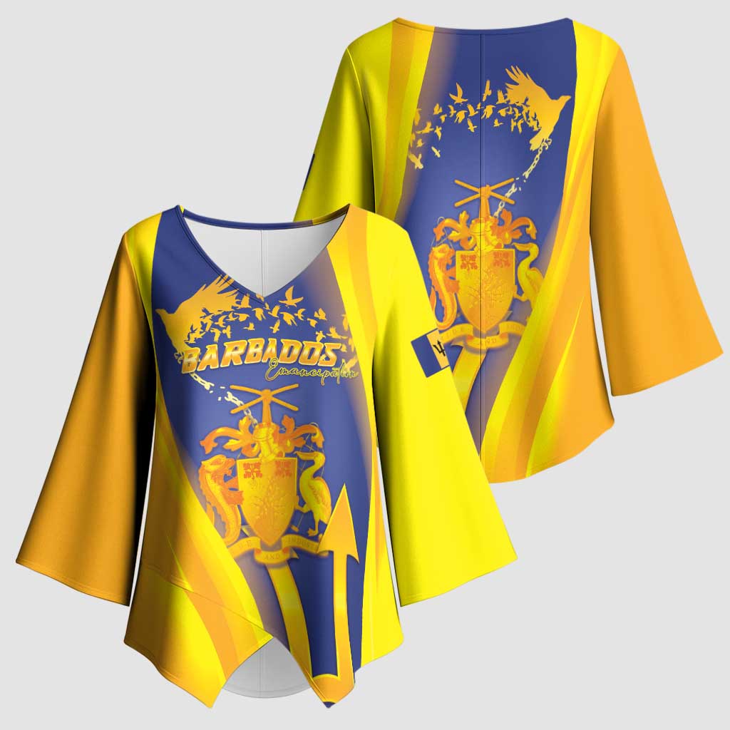 Barbados Emancipation Day Kimono Sleeve Blouse Freedom And Unity - Wonder Print Shop