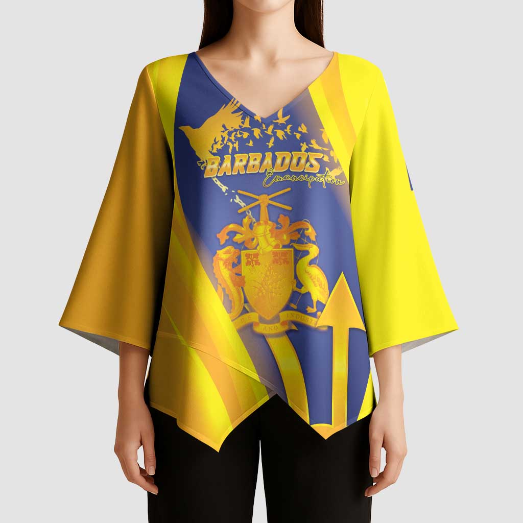 Barbados Emancipation Day Kimono Sleeve Blouse Freedom And Unity - Wonder Print Shop
