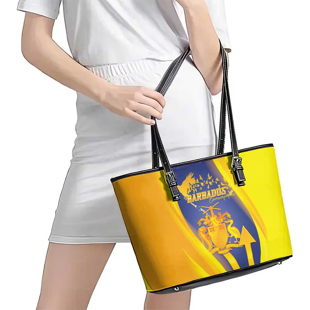 Barbados Emancipation Day Leather Tote Bag Freedom And Unity - Wonder Print Shop
