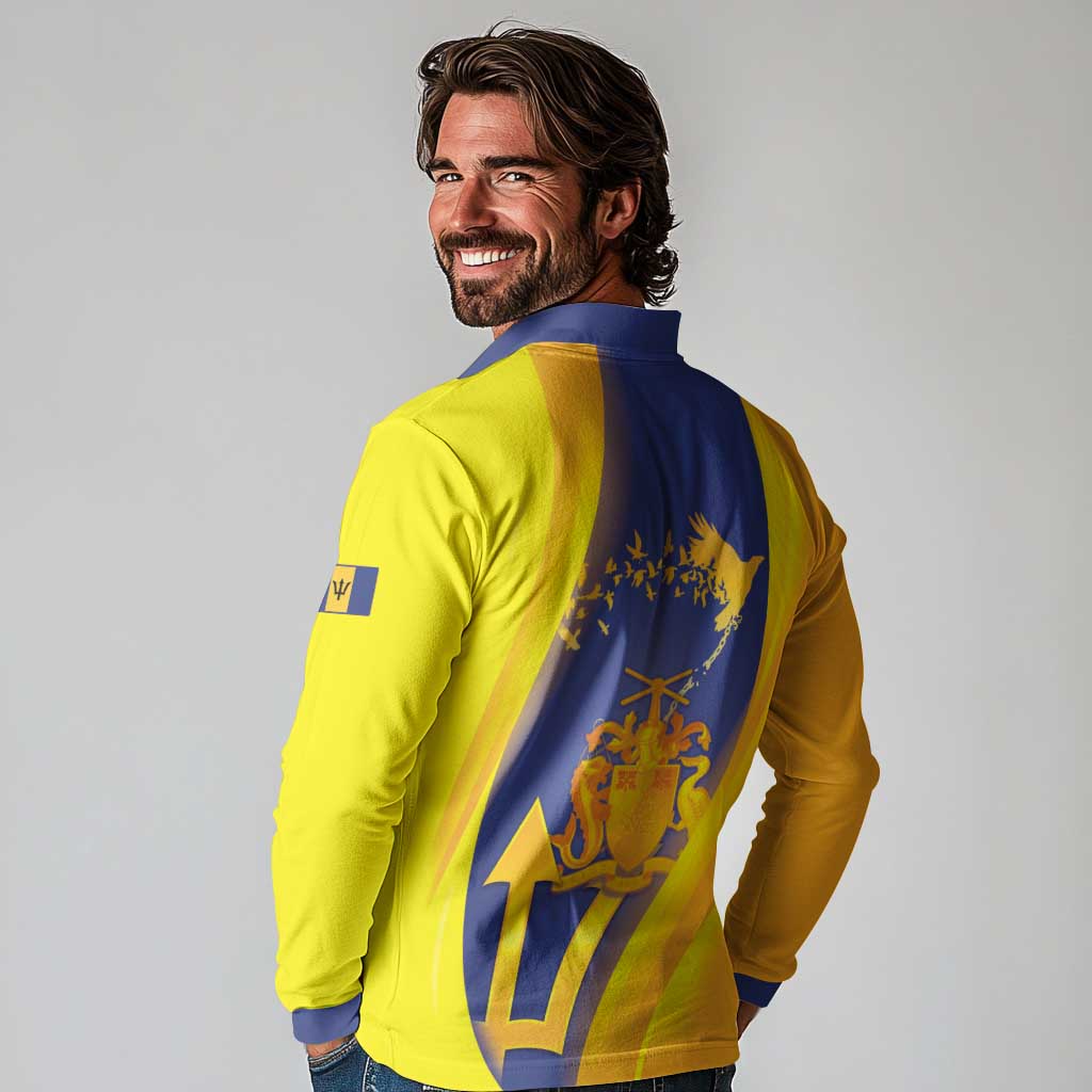 Barbados Emancipation Day Long Sleeve Polo Shirt Freedom And Unity - Wonder Print Shop