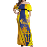 Barbados Emancipation Day Off Shoulder Maxi Dress Freedom And Unity - Wonder Print Shop