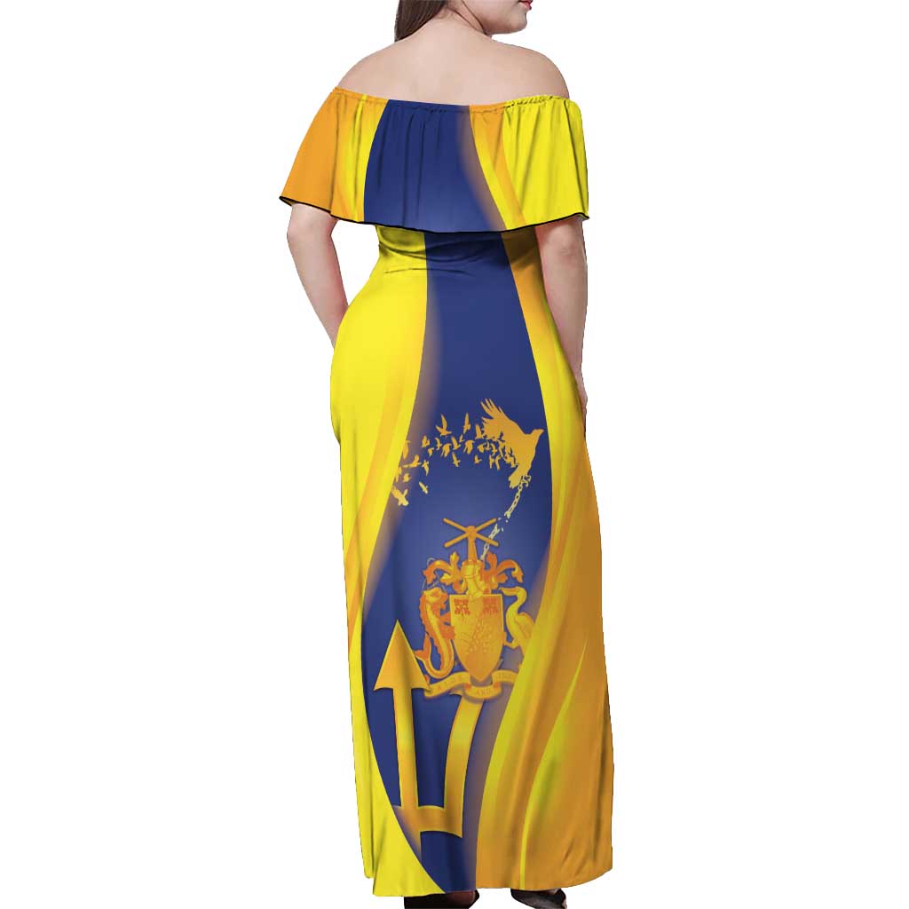 Barbados Emancipation Day Off Shoulder Maxi Dress Freedom And Unity - Wonder Print Shop