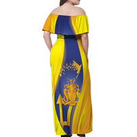 Barbados Emancipation Day Off Shoulder Maxi Dress Freedom And Unity - Wonder Print Shop
