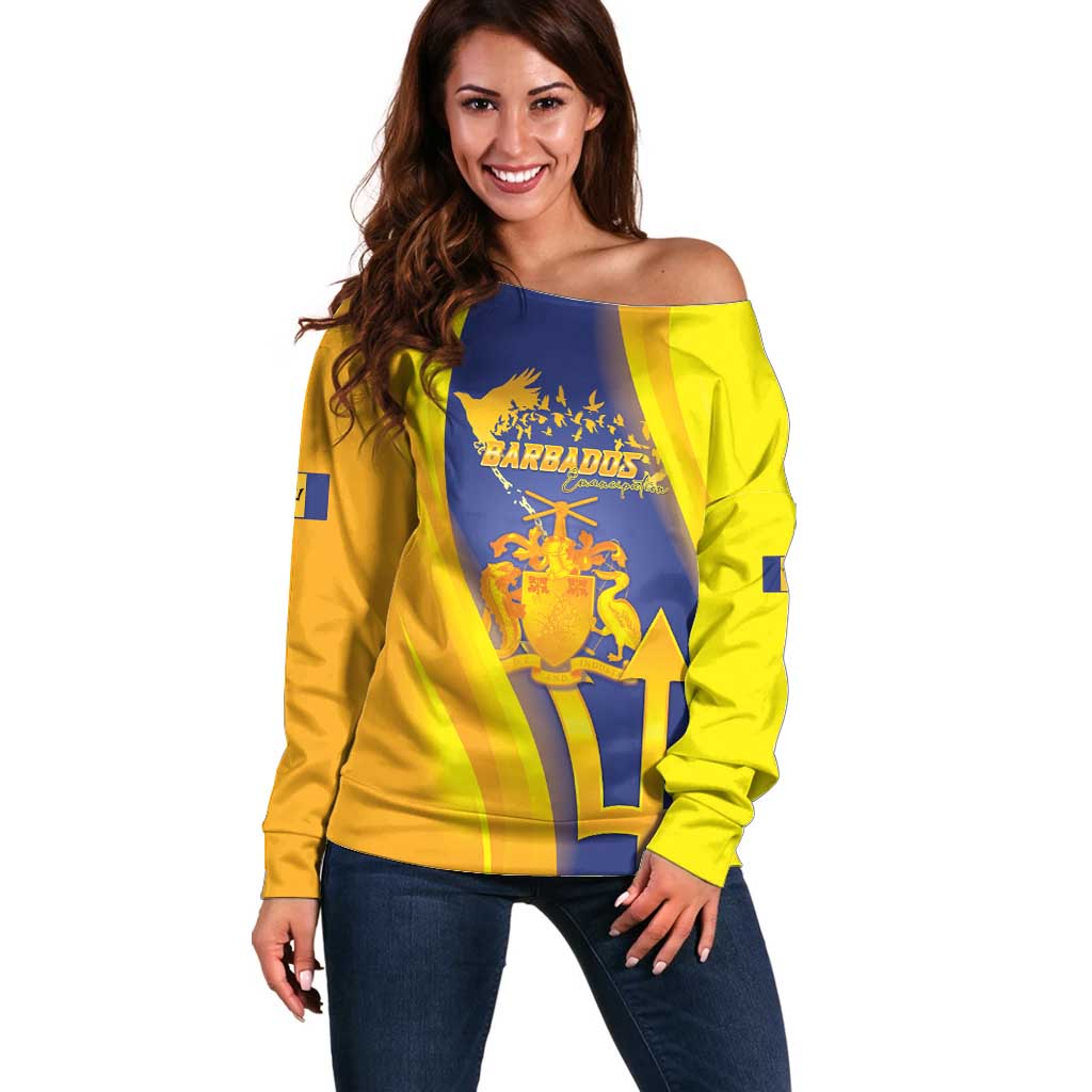 Barbados Emancipation Day Off Shoulder Sweater Freedom And Unity - Wonder Print Shop