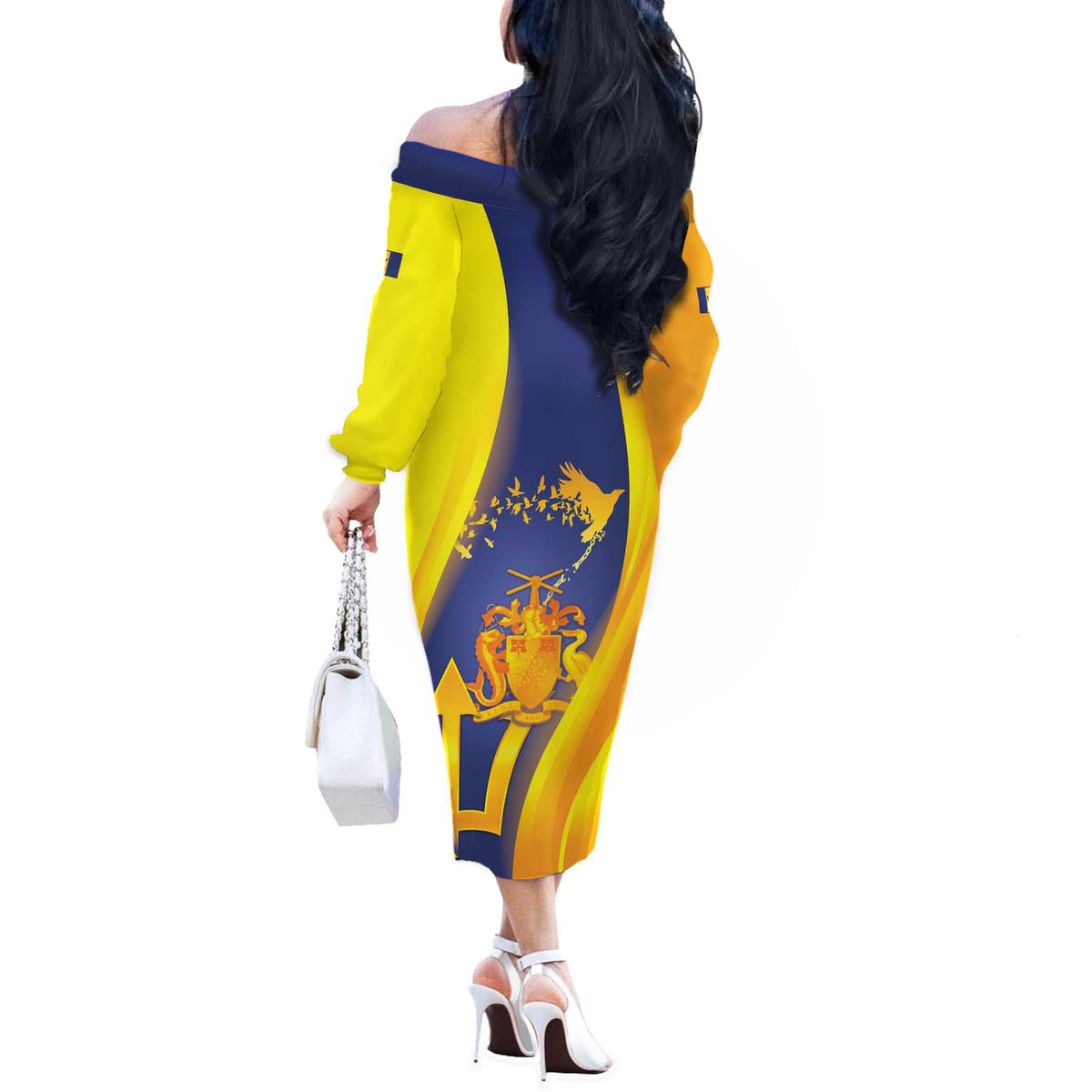 Barbados Emancipation Day Off The Shoulder Long Sleeve Dress Freedom And Unity - Wonder Print Shop