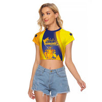 Barbados Emancipation Day Raglan Cropped T Shirt Freedom And Unity - Wonder Print Shop