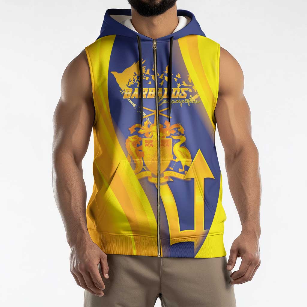 Barbados Emancipation Day Sleeveless Zip Hoodie Freedom And Unity - Wonder Print Shop
