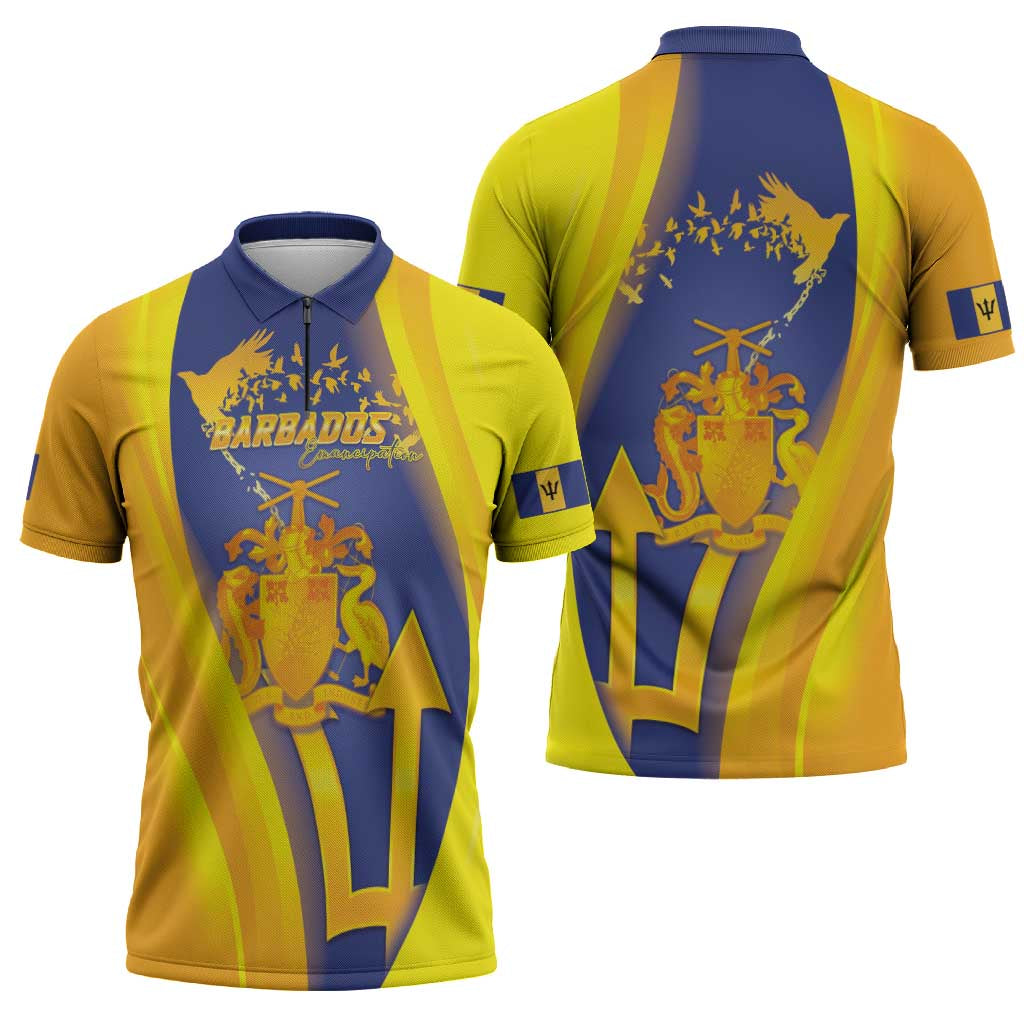 Barbados Emancipation Day Zipper Polo Shirt Freedom And Unity - Wonder Print Shop