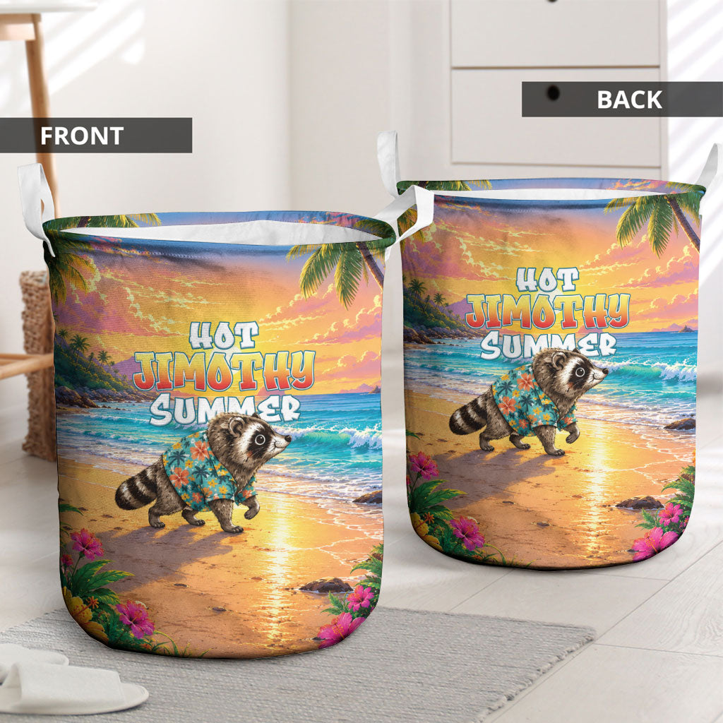 Hot Jimothy Summer Laundry Basket Funny Seattle Raccoon