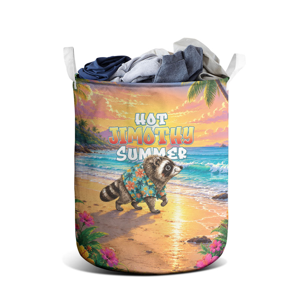 Hot Jimothy Summer Laundry Basket Funny Seattle Raccoon