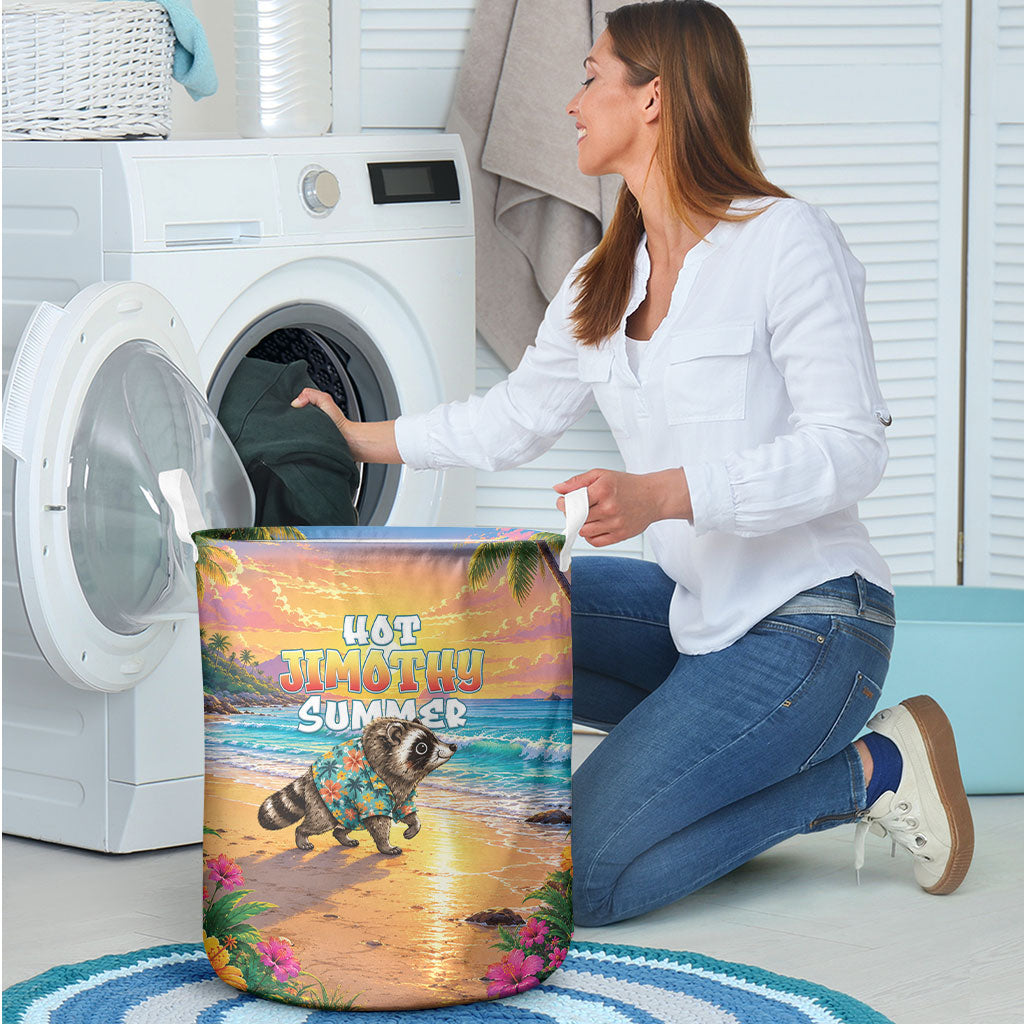 Hot Jimothy Summer Laundry Basket Funny Seattle Raccoon