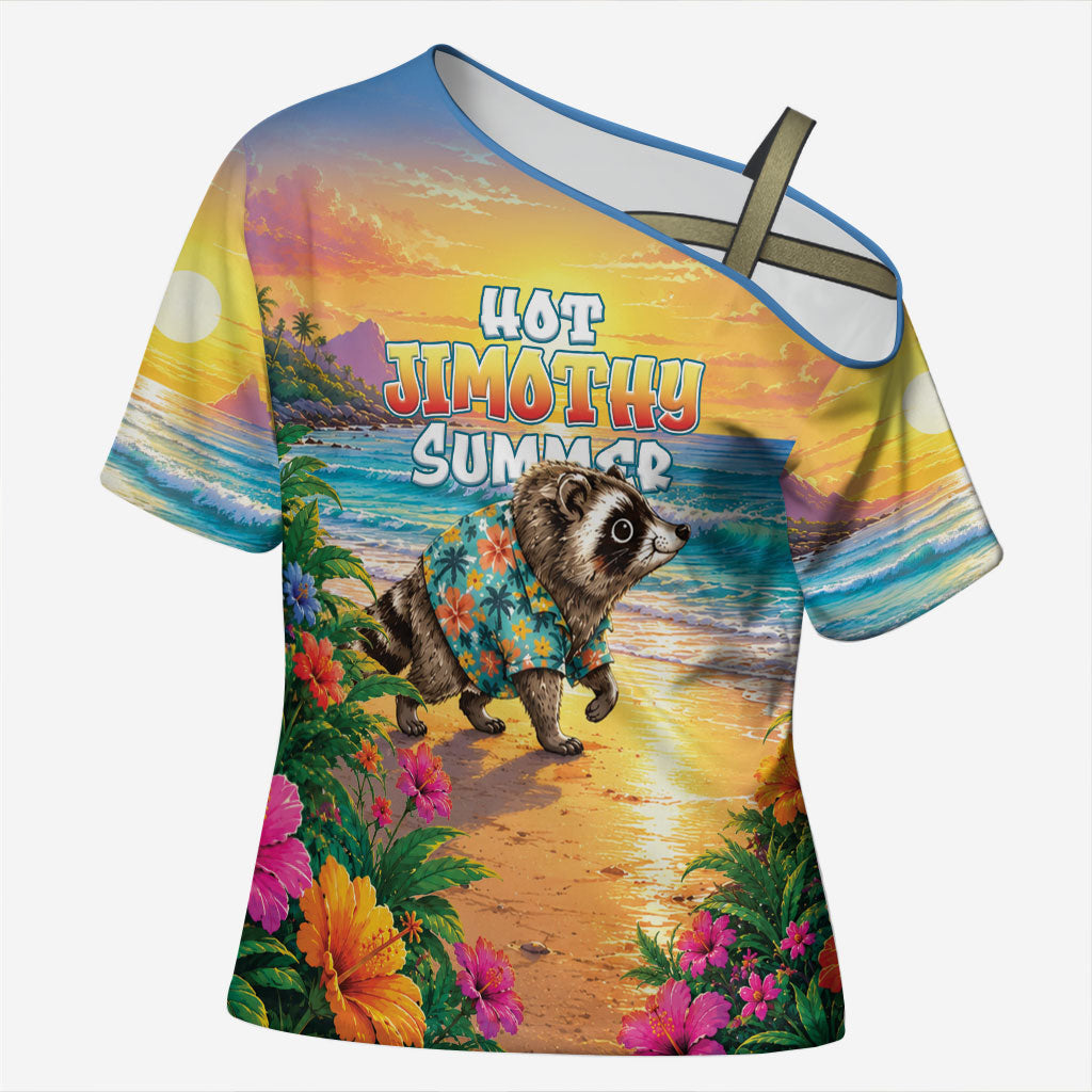 Hot Jimothy Summer Cross Shoulder Shirt Funny Seattle Raccoon
