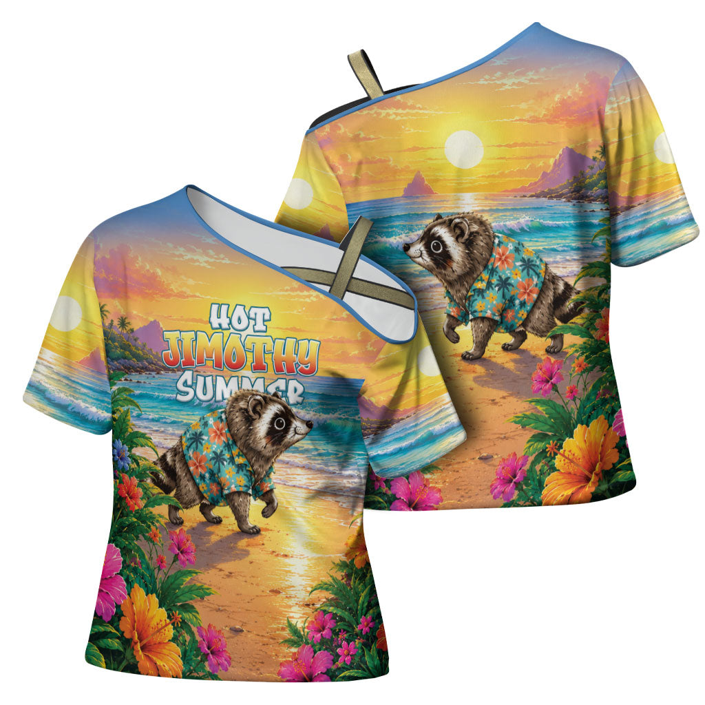 Hot Jimothy Summer Cross Shoulder Shirt Funny Seattle Raccoon