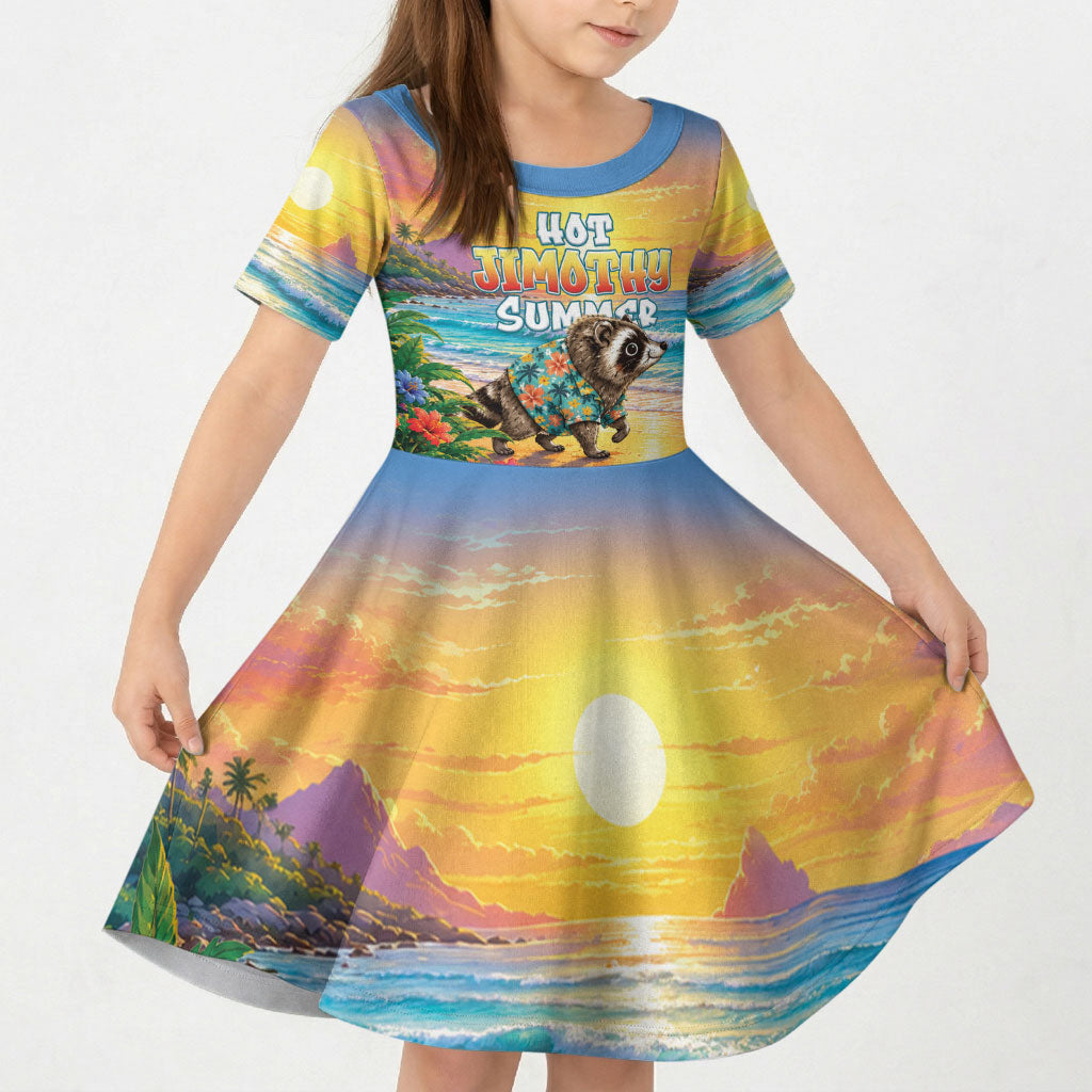 Hot Jimothy Summer Kid Short Sleeve Dress Funny Seattle Raccoon