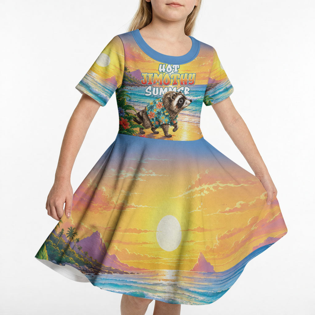Hot Jimothy Summer Kid Short Sleeve Dress Funny Seattle Raccoon