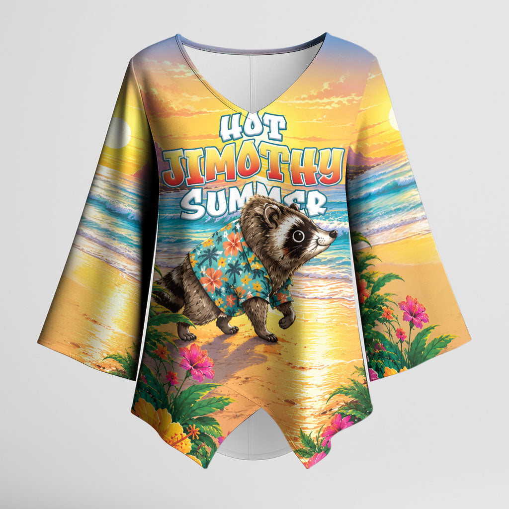 Hot Jimothy Summer Kimono Sleeve Blouse Funny Seattle Raccoon