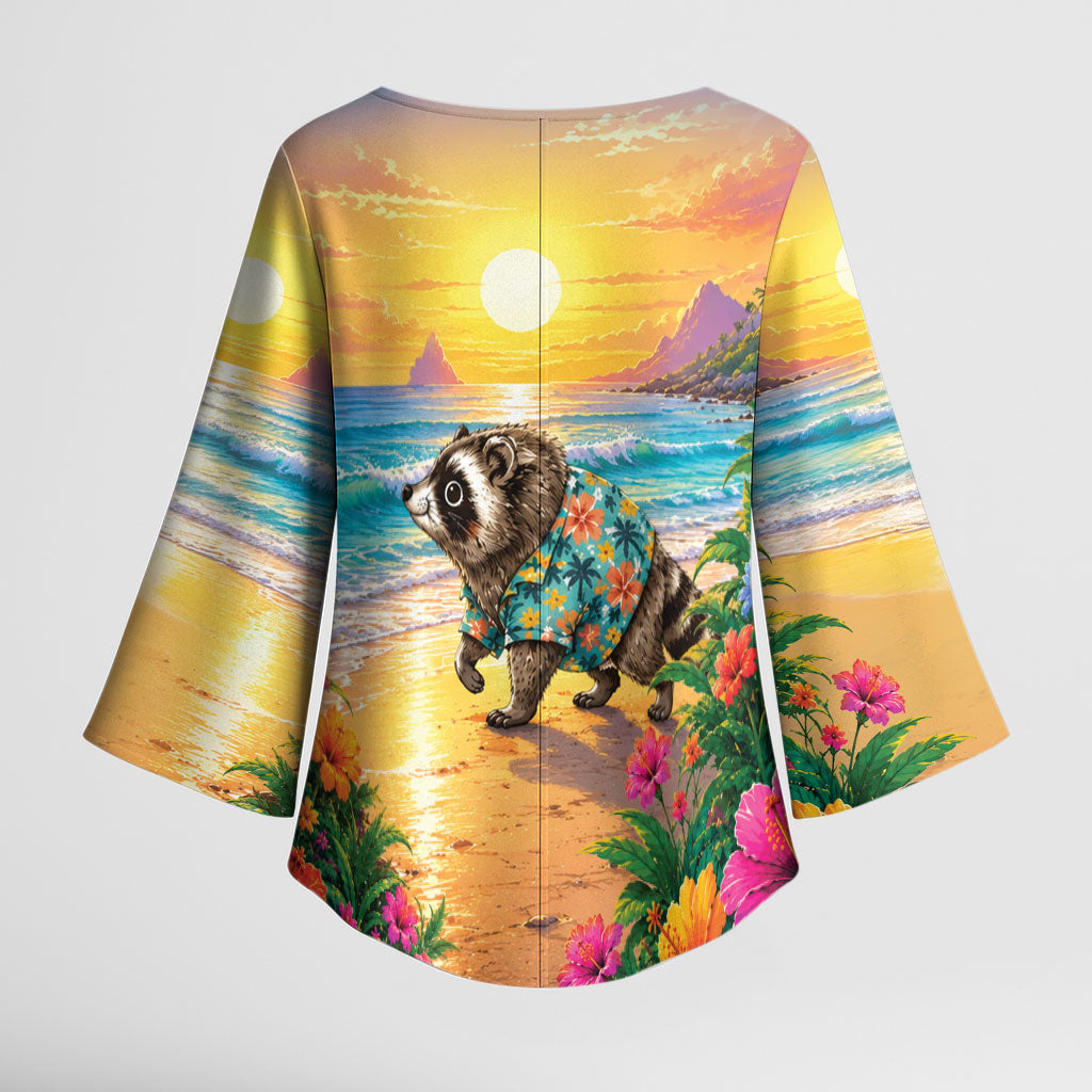 Hot Jimothy Summer Kimono Sleeve Blouse Funny Seattle Raccoon