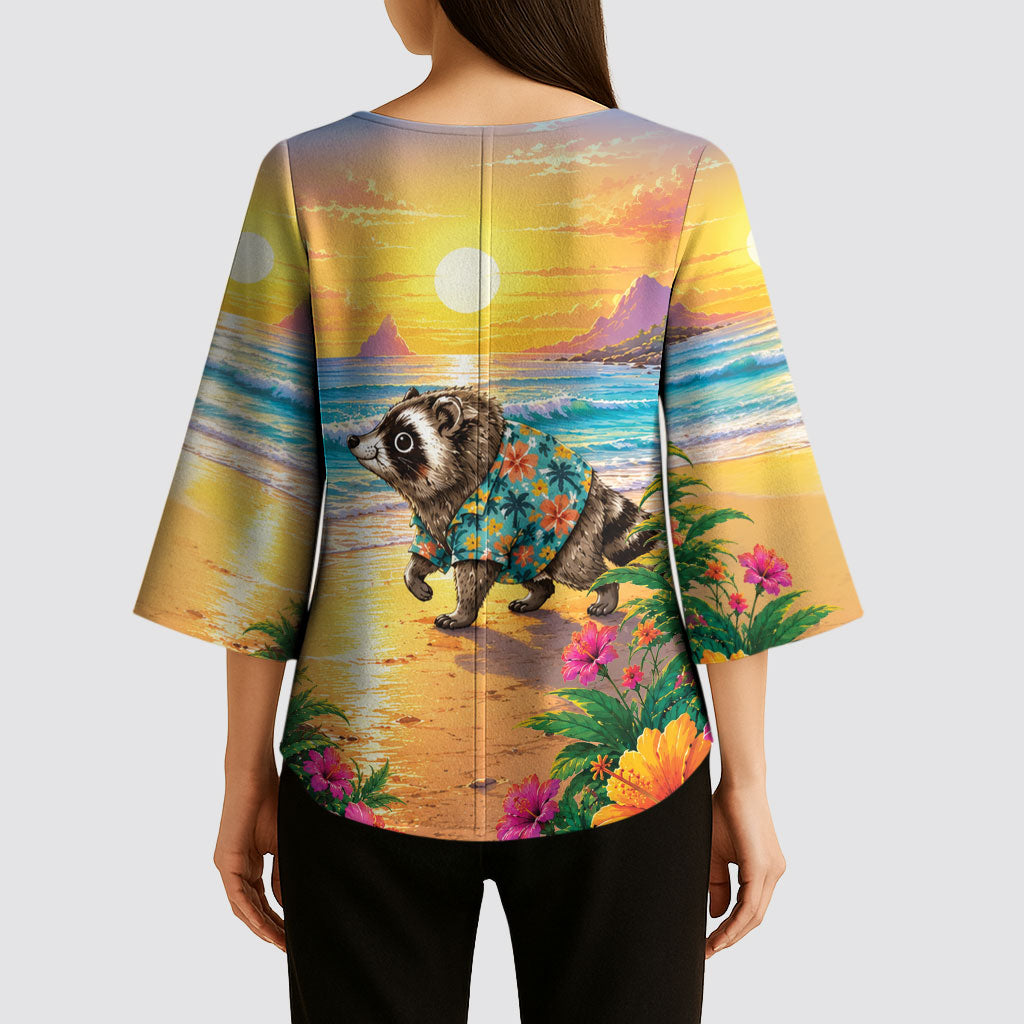 Hot Jimothy Summer Kimono Sleeve Blouse Funny Seattle Raccoon