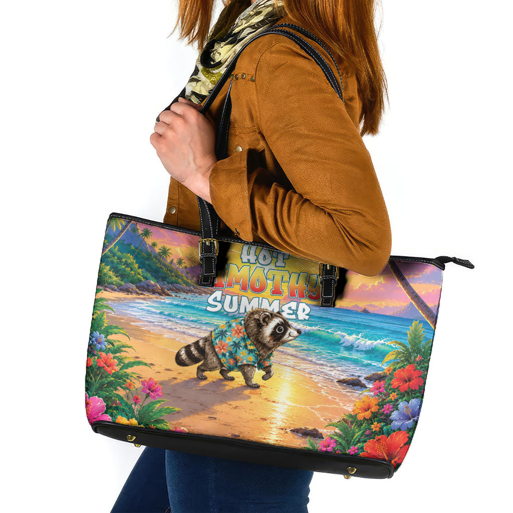 Hot Jimothy Summer Leather Tote Bag Funny Seattle Raccoon