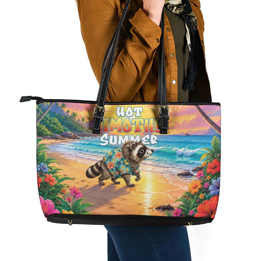 Hot Jimothy Summer Leather Tote Bag Funny Seattle Raccoon