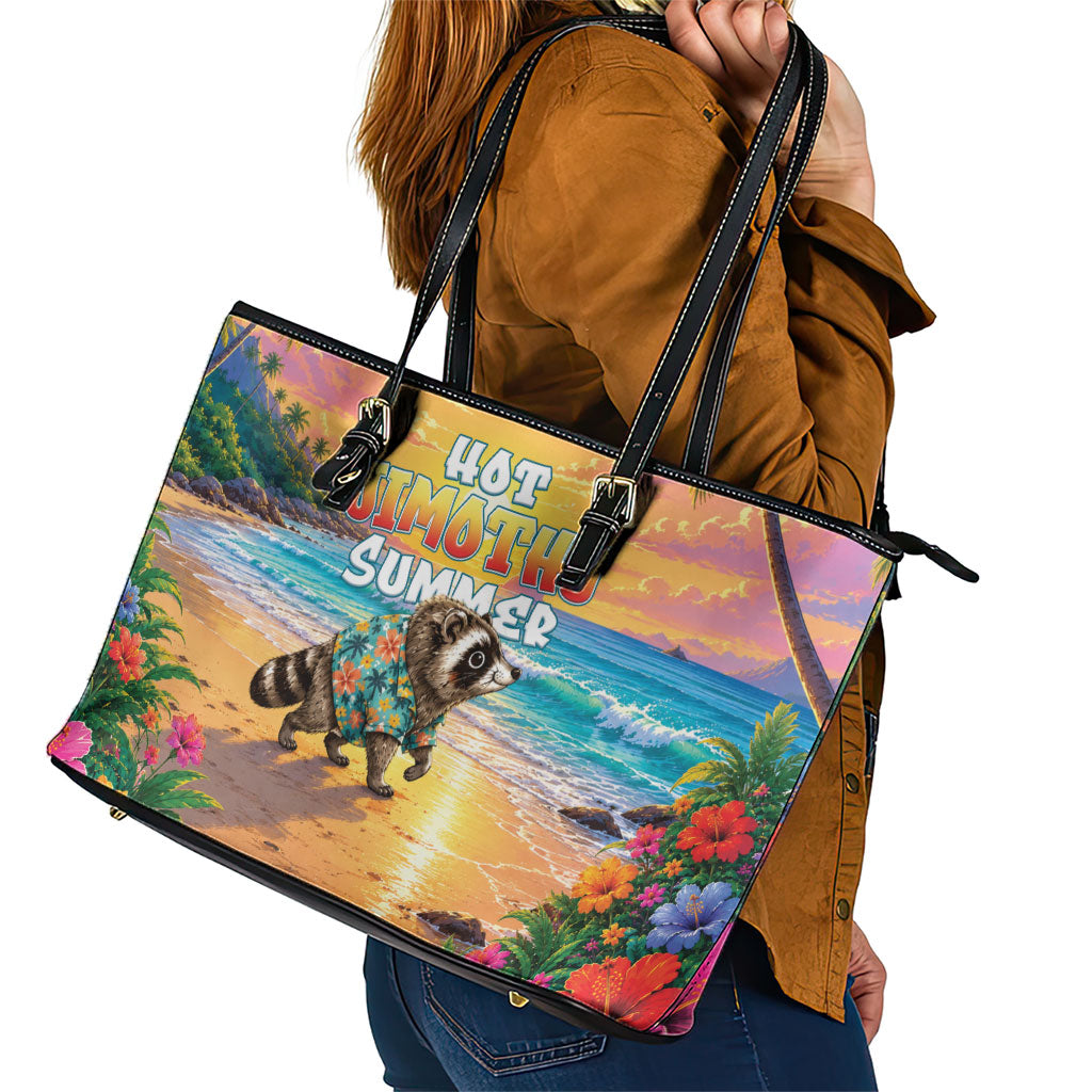Hot Jimothy Summer Leather Tote Bag Funny Seattle Raccoon