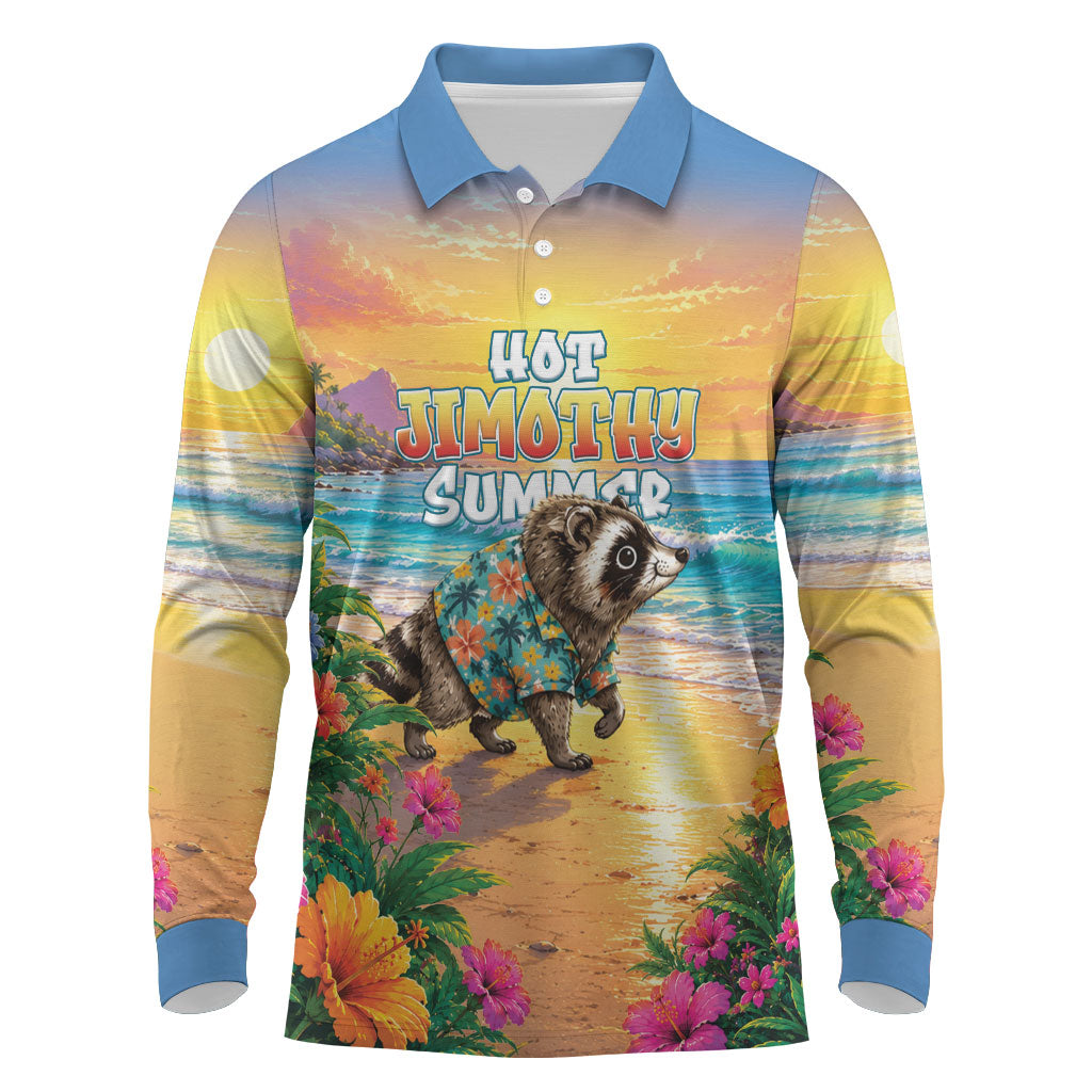 Hot Jimothy Summer Long Sleeve Polo Shirt Funny Seattle Raccoon