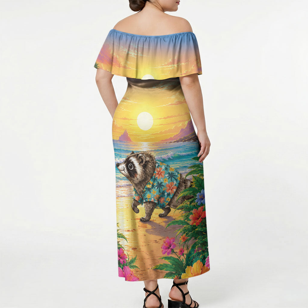 Hot Jimothy Summer Off Shoulder Maxi Dress Funny Seattle Raccoon