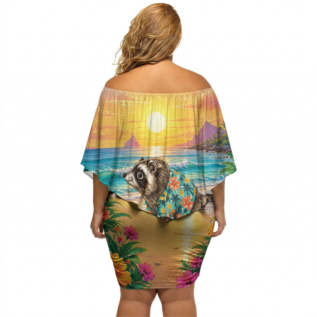 Hot Jimothy Summer Off Shoulder Short Dress Funny Seattle Raccoon