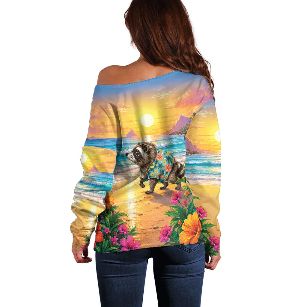 Hot Jimothy Summer Off Shoulder Sweater Funny Seattle Raccoon