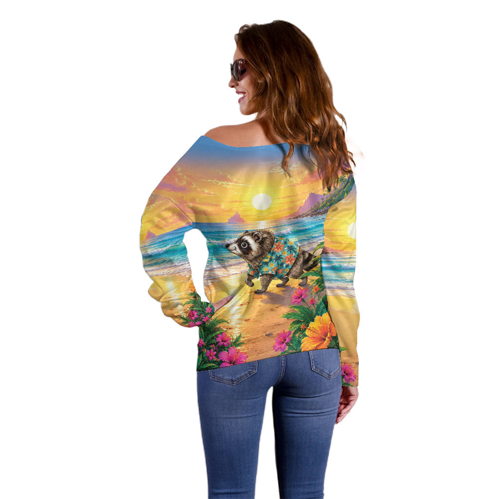 Hot Jimothy Summer Off Shoulder Sweater Funny Seattle Raccoon