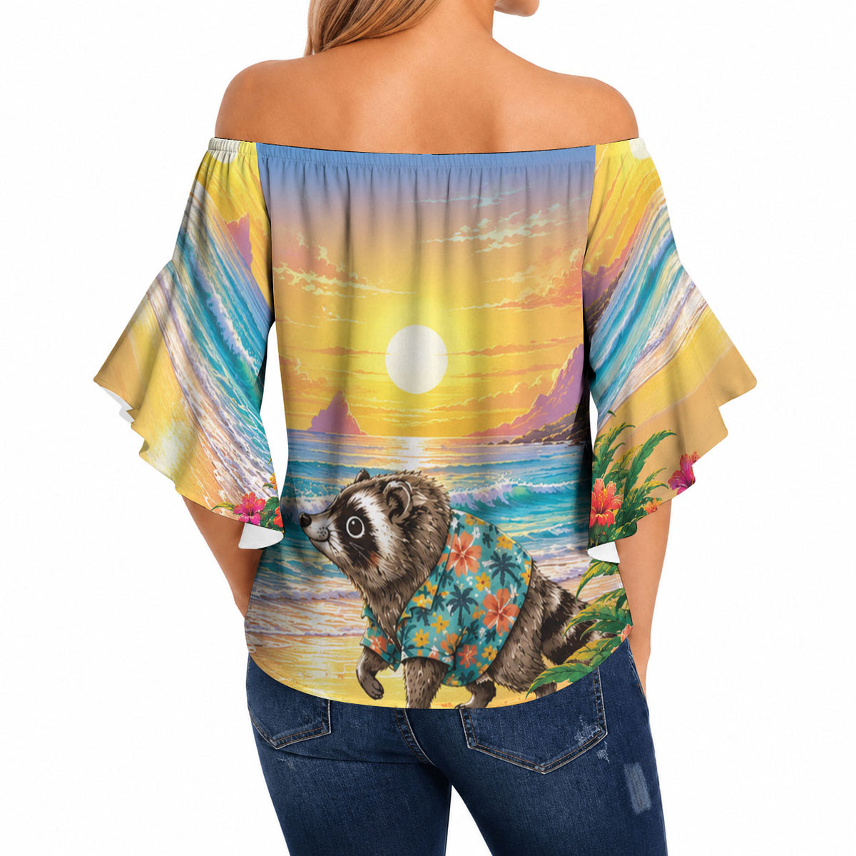 Hot Jimothy Summer Off Shoulder Wrap Waist Top Funny Seattle Raccoon