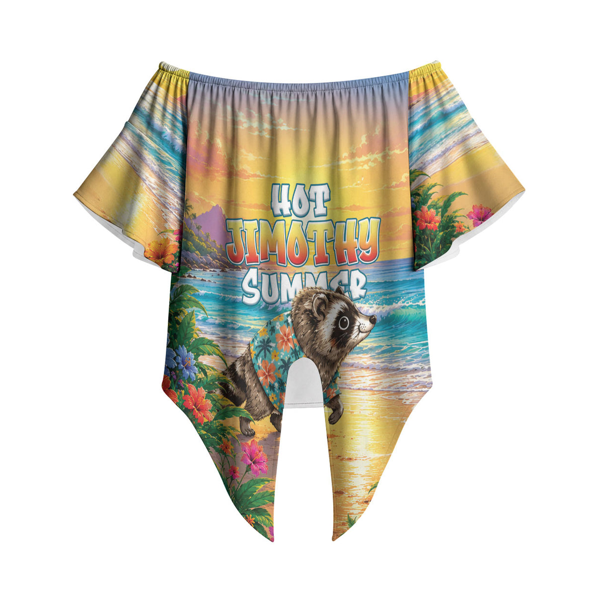 Hot Jimothy Summer Off Shoulder Wrap Waist Top Funny Seattle Raccoon