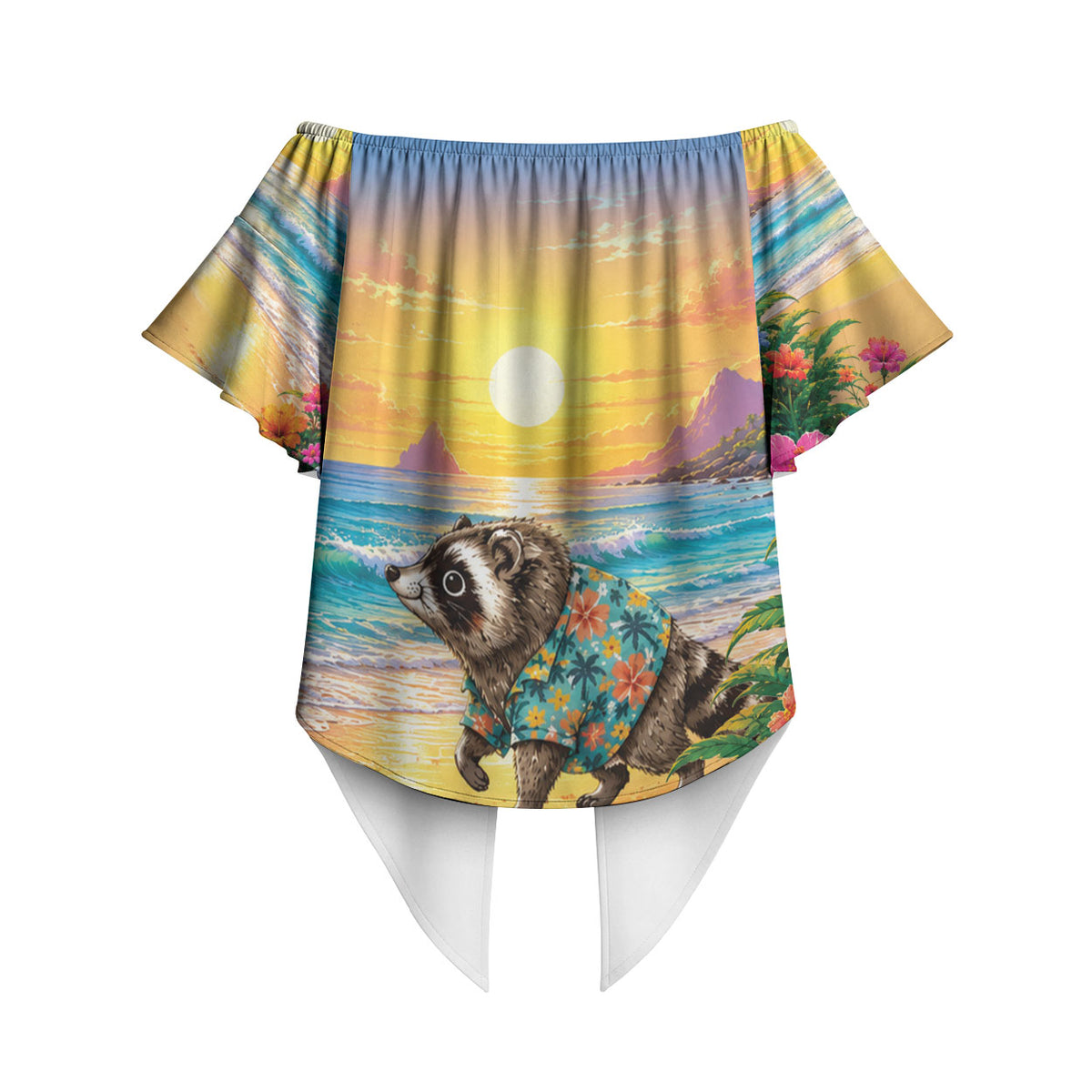 Hot Jimothy Summer Off Shoulder Wrap Waist Top Funny Seattle Raccoon
