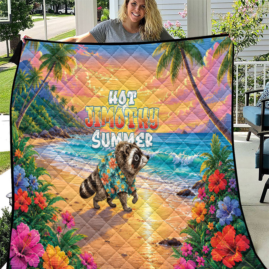 Hot Jimothy Summer Quilt Funny Seattle Raccoon