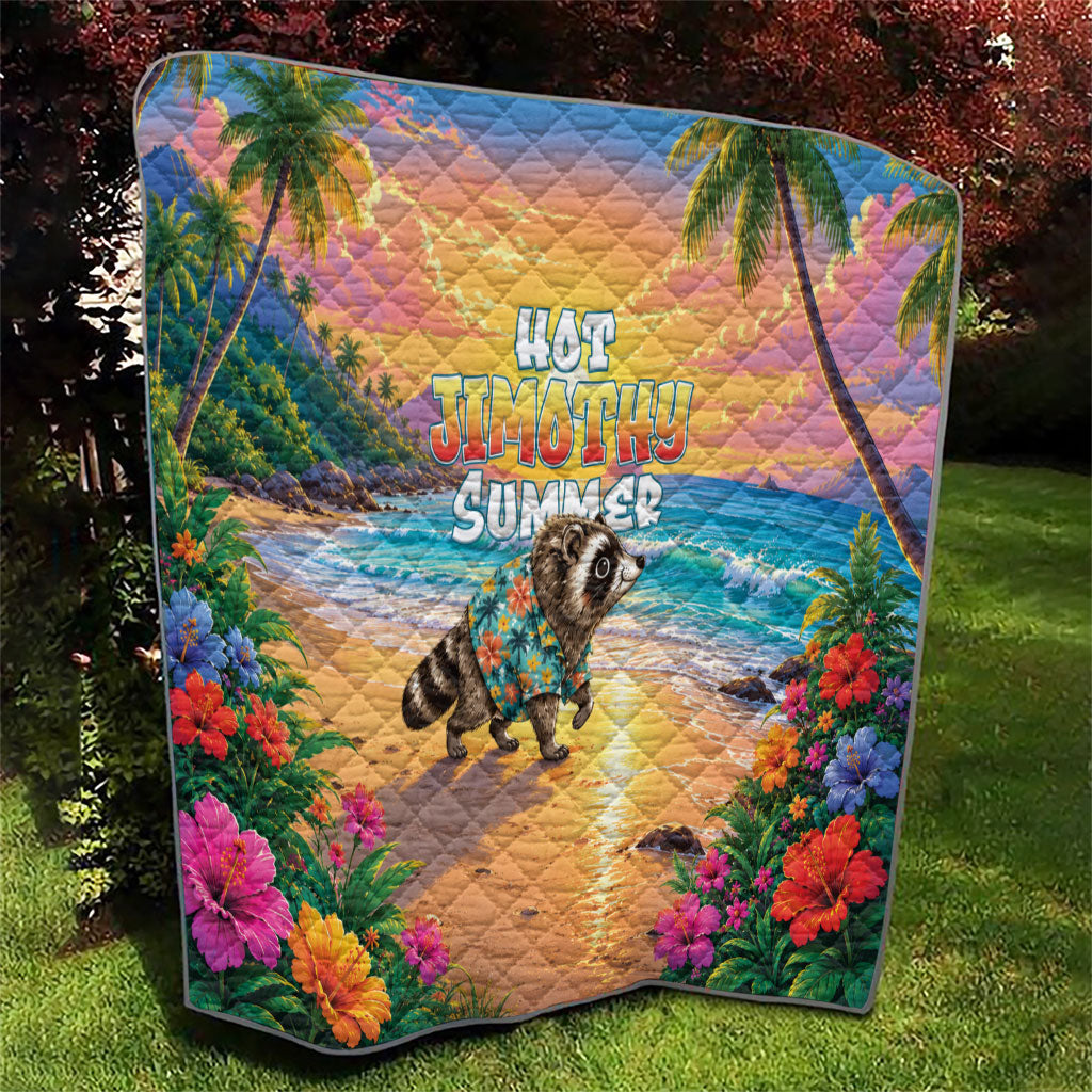 Hot Jimothy Summer Quilt Funny Seattle Raccoon